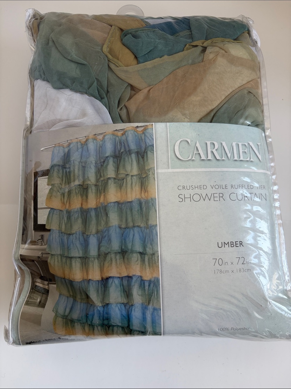 Carmen Umber Crushed Voile Ruffled Shower Curtain